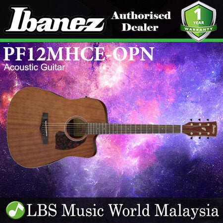 Ibanez PF12MHCE-OPN Cutaway Dreadnought Mahogany Open Pore Natural Acoustic Guitar (PF12MHCE)