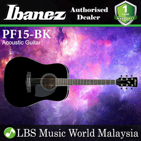 Ibanez PF15-BK Dreadnought Body Solid Spruce Top Acoustic Guitar High Gloss - Black (PF15)