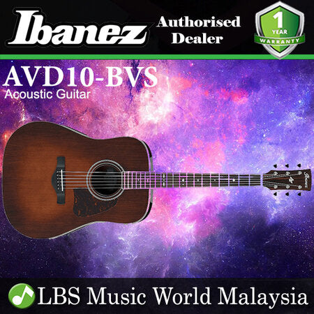[Discontinued] Ibanez AVD10-BVS Dreadnought Body Thermo Aged Top Acoustic Guitar Brown Violin Sunburst (AVD10)