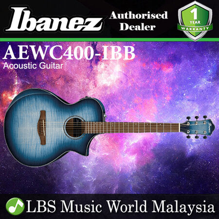 Ibanez AEWC400-IBB AEWC Body Solid Top Acoustic Electric Guitar Indigo Blue Burst High Gloss (AEWC400)