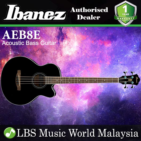 Ibanez AEB8E-BK AEB Body Spruce Top Acoustic Bass Guitar High Gloss Black (AEB8E)