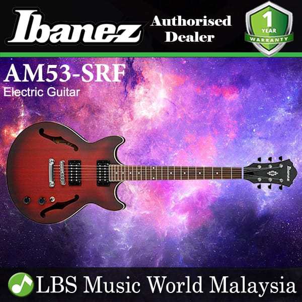 Ibanez AM53-SRF Hollow Body Sapele Top Electric Guitar Sunburst Red Flat (AM53SRF)