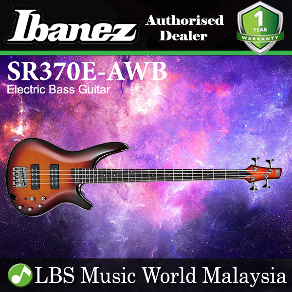 Ibanez SR370E-AWB Standard Maple Body 4 String Electric Bass Guitar Aged Whiskey Burst (SR370E AWB)