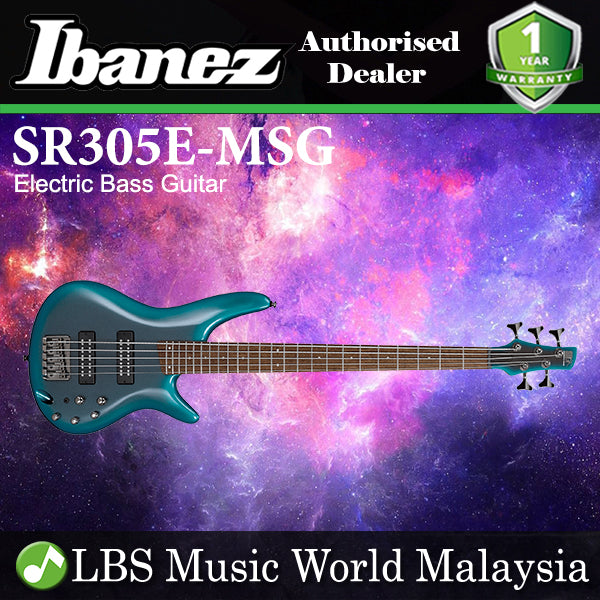 Ibanez SR305E-MSG Standard Mahogany Body 5 String Electric Bass Guitar String Metallic Sage Green (SR305E MSG)