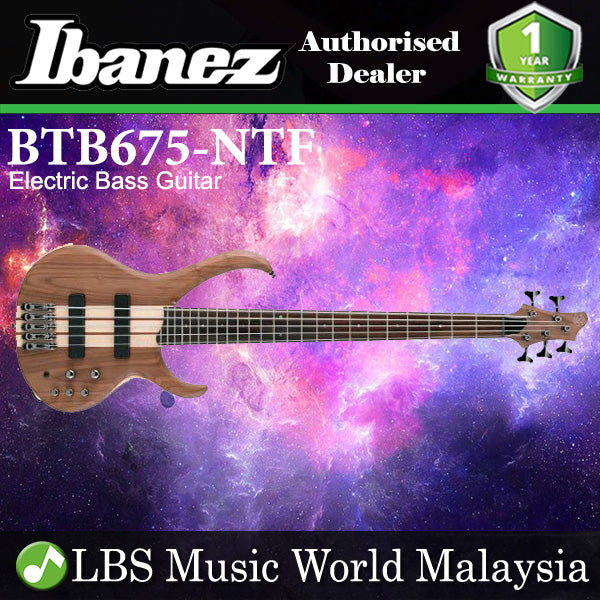 [Discontinued] Ibanez BTB675-NTF 5 String Solid Walnut Top Electric Bass Guitar Natural Flat (BTB675)