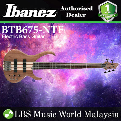 [Discontinued] Ibanez BTB675-NTF 5 String Solid Walnut Top Electric Bass Guitar Natural Flat (BTB675)
