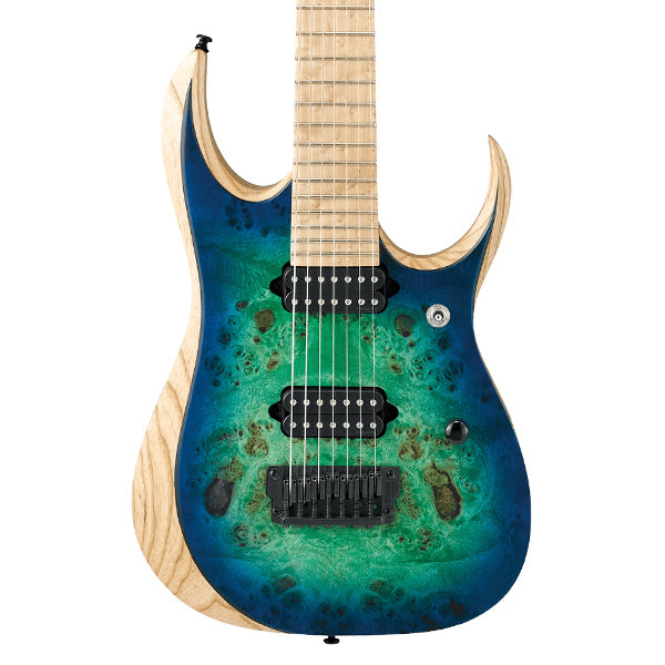 [Discontinued] Ibanez RGDIX7MP-SBB  Poplar Burl Top Body Surreal Blue Burst (RGDIXMP SBB)