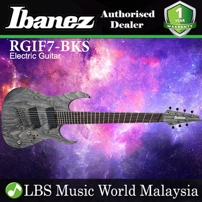[Discontinued] Ibanez RGIF7-BKS HH Fanned Fret 7 String Electric Guitar Black Stained (RGIF7 BKS)