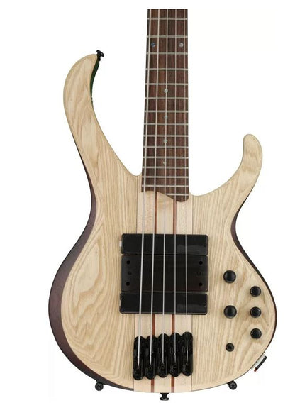 Ibanez BTB33-NTF 5 String Ash Top Mahogany Wing Body Standard Workshop Electric Bass Guitar Natural Flat (BTB33)