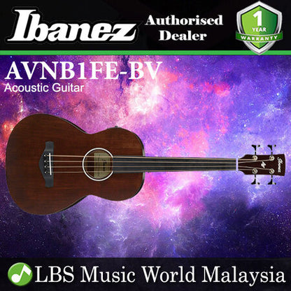 Ibanez AVNB1FE-BV Parlor Solid Top Acoustic Bass Guitar Brown Violin Semi Gloss (AVNB1FE)