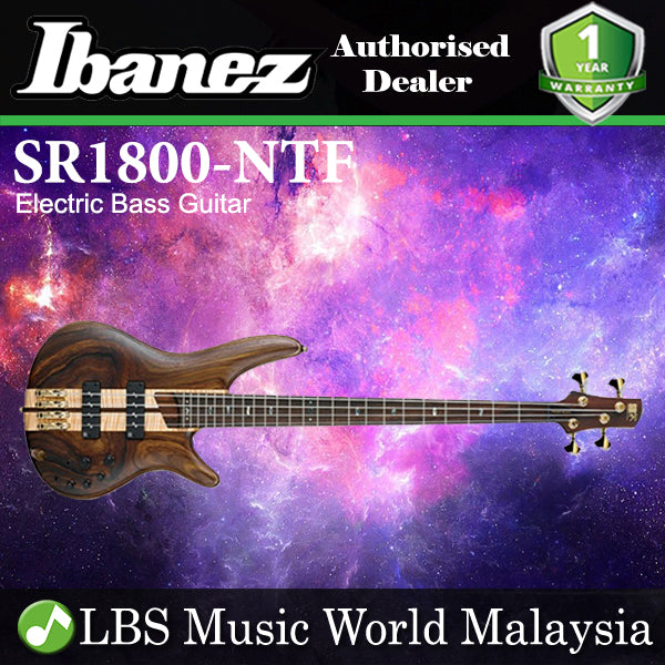 Ibanez SR1800-NTF Premium Mahogany Body with Flamed Maple Top 4 String Electric Bass Guitar Natural Flat (SR1800 NTF)