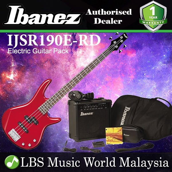 [Discontinued] Ibanez IJSR190E-RD 4 String Electric Bass Guitar Jumpstart Set Packaged Red (IJSR190E RD)