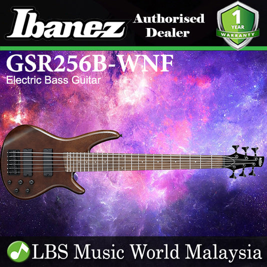 [Discontinued] Ibanez Gio GSR256B-WNF Standard Mahogany Body 6 String Electric Bass Guitar Walnut Flat with EQB-IIID Equalizer (GSR256B WNH)