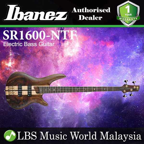 [Discontinued] Ibanez SR1600-NTF Premium Mahogany Body with Flamed Maple Top 4 String Electric Bass Guitar With Case Natural Flat (SR1800 NTF)