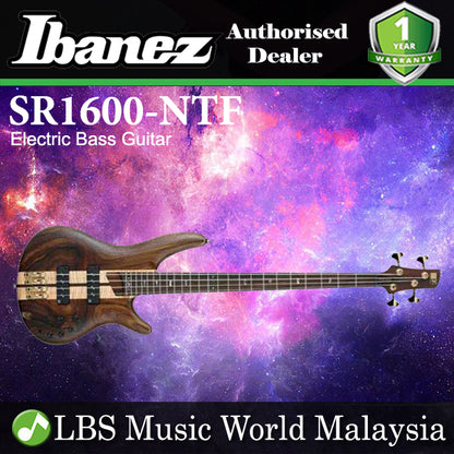 [Discontinued] Ibanez SR1600-NTF Premium Mahogany Body with Flamed Maple Top 4 String Electric Bass Guitar With Case Natural Flat (SR1800 NTF)
