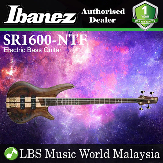 [Discontinued] Ibanez SR1600-NTF Premium Mahogany Body with Flamed Maple Top 4 String Electric Bass Guitar With Case Natural Flat (SR1800 NTF)
