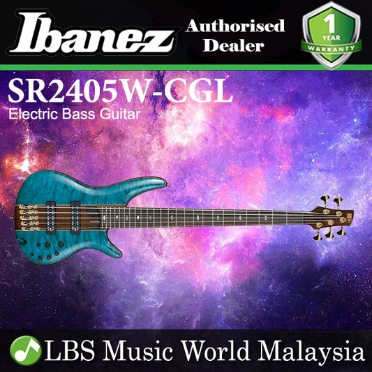 Ibanez SR2405W- CGL Premium 5 String African Mahogany body Electric Guitar Bass Caribbean Green Low Gloss (SR2405W CGL)