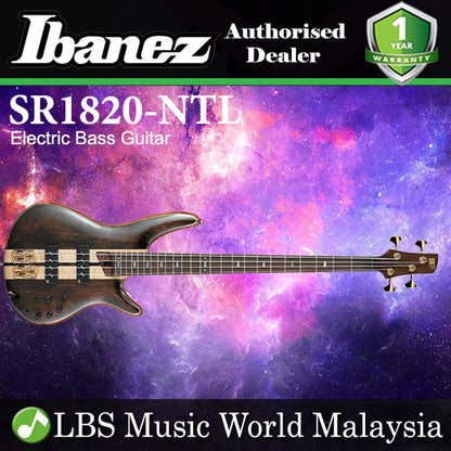 Ibanez SR1820-NTL Premium 4 String Flamed Maple Top Mahogany Body Electric Bass Natural Low Gloss  (SR1820 NTL)