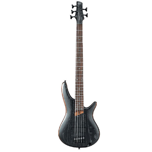 Ibanez SR675-SKF Standard Mahogany Body with Ash Top 5 String Electric Bass Guitar Silver Wave Black Flat (SR675 SKF)