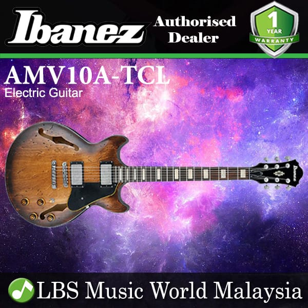 Ibanez AMV10A-TCL Hollow Body Maple Top Tobacco Burst Low Gloss Electric Guitar (AMV10)