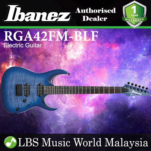 Ibanez RGA42FM Mahogany Body Standard Electric Guitar - Blue Lagoon Burst Flat (RGA42 FM)