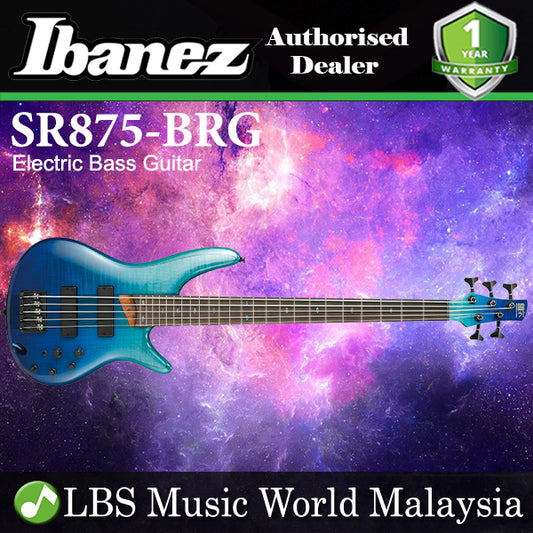 Ibanez SR875-BRG Standard Mahogany Body 5 String Electric Bass Guitar Blue Reef Gradation (SR875 BRG)