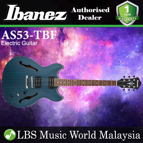 Ibanez AS53-TBF Semi Hollow Body Sapele Top Transparent Blue Flat Electric Guitar (AS53)