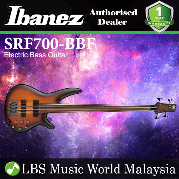 Ibanez SRF700-BBF Mahogany Wing Body 4 String Workshop Fretless Electric Bass Guitar Brown Burst Flat ( SRF700-BBF)