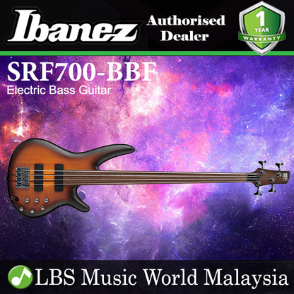 Ibanez SRF700-BBF Mahogany Wing Body 4 String Workshop Fretless Electric Bass Guitar Brown Burst Flat ( SRF700-BBF)