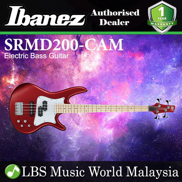 Ibanez SRMD200-CAM Standard Poplar Body 4 String Electric Bass Guitar Candy Apple Matte (SRMD200 CAM)