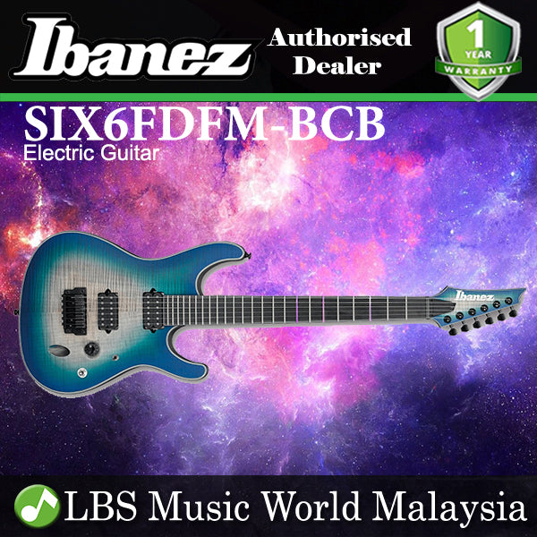 [Discontinued] Ibanez SIX6FDFM Iron Label S Series Flamed Maple Top Blue Space Burst Electric Guitar (SIX6FDFM BCB)