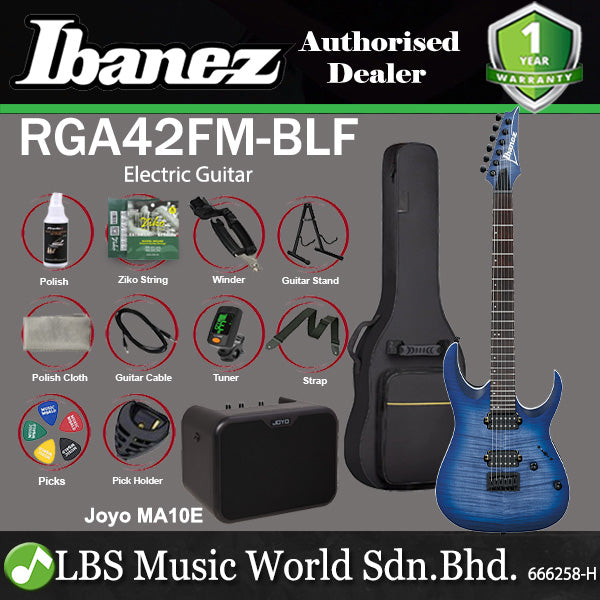 Ibanez RGA42FM Mahogany Body Standard Electric Guitar - Blue Lagoon Burst Flat (RGA42 FM)