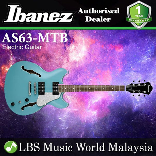 [Discontinued] Ibanez AS63-MTB Standard Hollow Body Sapele Top Mint Blue Electric Guitar (AS63)
