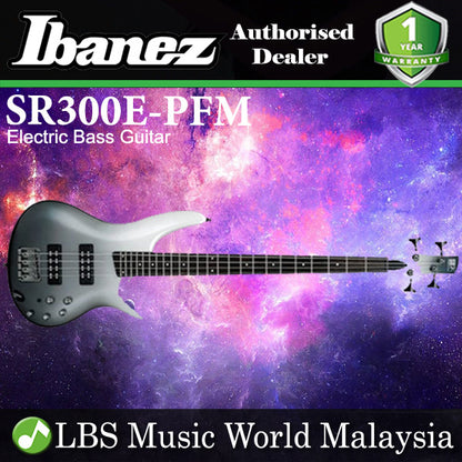 Ibanez SR300E-PFM 4 String Standard Mahogany Electric Bass Guitar Pearl Black Fade Metallic  (SR300E)