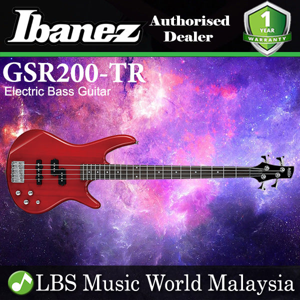 Ibanez GIO GSR200-TR 4 String Poplar Body GSR4 Maple Electric Bass Transparent Red (GSR200)