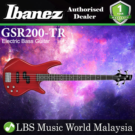 Ibanez GIO GSR200-TR 4 String Poplar Body GSR4 Maple Electric Bass Transparent Red (GSR200)