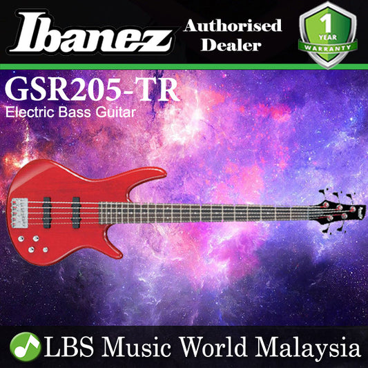 Ibanez Gio GSR205-TR 5 string Poplar Body Electric Bass Guitar Transparent Apple Red (GSR205)
