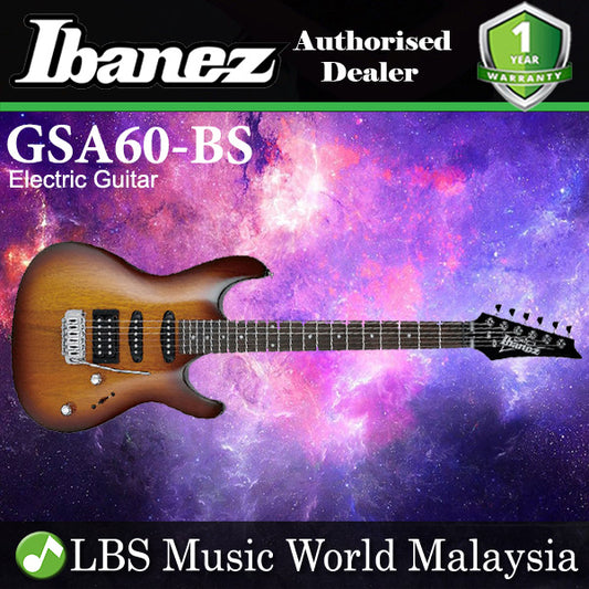 Ibanez GIO GSA60-BS Solid Mahogany Body GSA Maple Electric Guitar Brown Sunburst (GSA60)