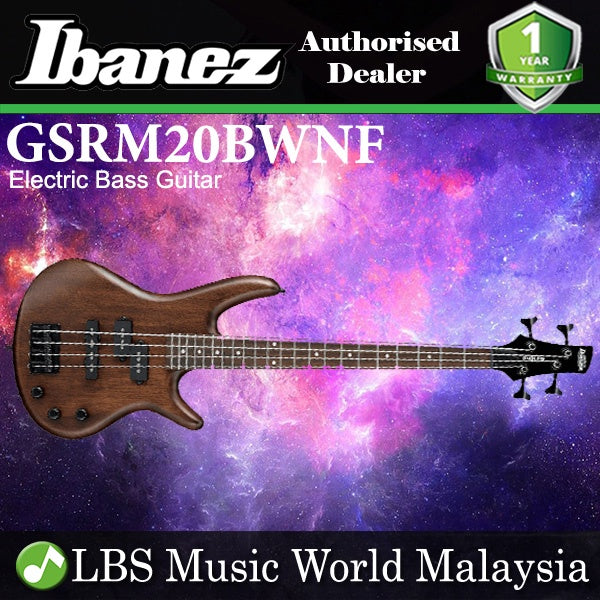 Ibanez Gio GSRM20BWNF 4 String Poplar miKro Short Scale Bass Guitar Walnut Flat (GSRM20B)