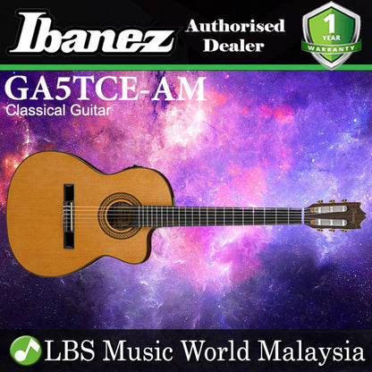Ibanez GA5TCE-AM Concert Spruce Top Classical Guitar Amber High Gloss Thinline (GA5TCE)