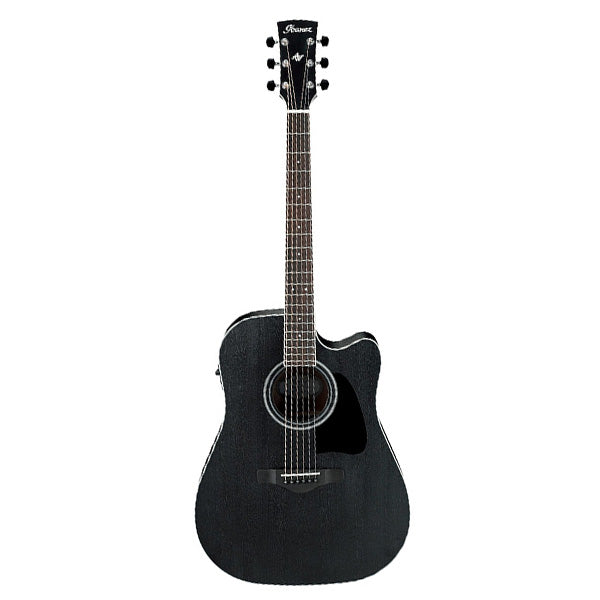 Ibanez AW84CE-WK Artwood Cutaway Dreadnought Acoustic Electric Guitar Weathered Black Open Pore  (AW84CE)