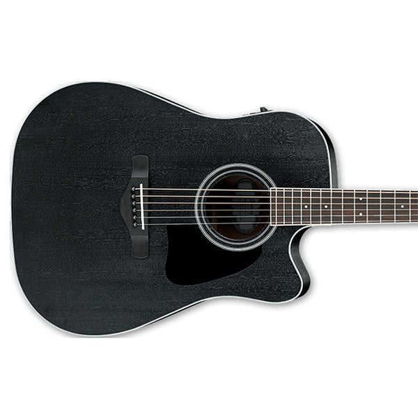 Ibanez AW84CE-WK Artwood Cutaway Dreadnought Acoustic Electric Guitar Weathered Black Open Pore  (AW84CE)