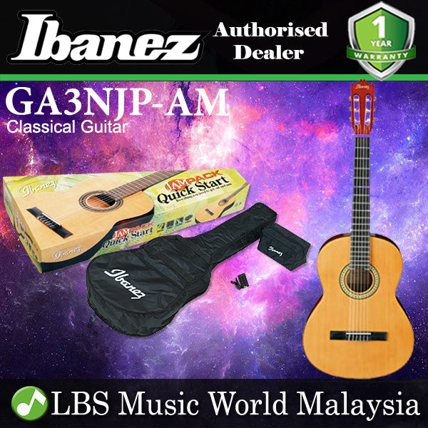 [Not Available] Ibanez GA3NJP-AM Spruce Body Guitar Classical Jam Pack Beginner Bundle Amber Natural (GA3NJP)