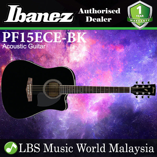 Ibanez PF15ECE-BK Cutaway Dreadnought Spruce Top Acoustic Electric Guitar Black (PF15ECE)