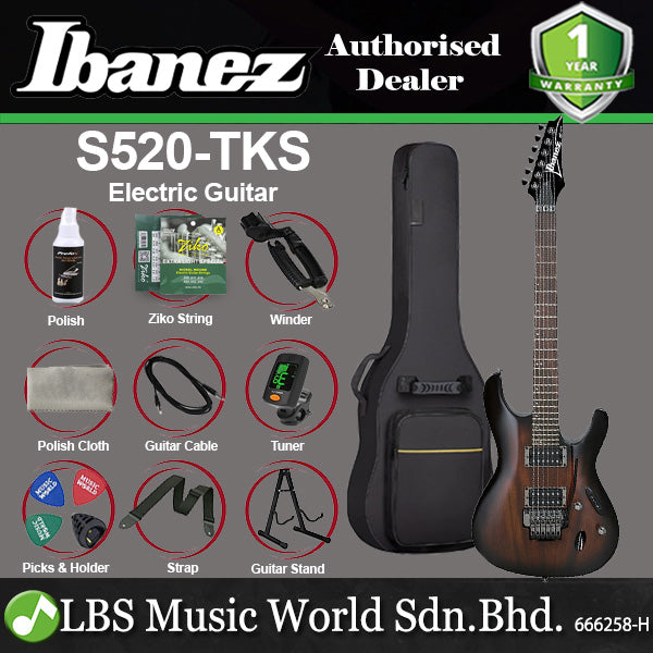 Ibanez S520 Solid Meranti Body Electric Guitar - Transparent Black Sunburst (S 520)