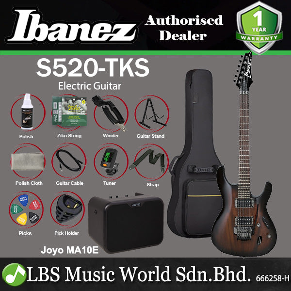 Ibanez S520 Solid Meranti Body Electric Guitar - Transparent Black Sunburst (S 520)