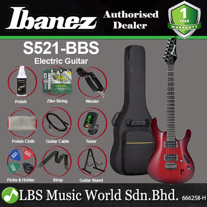Ibanez S521 Standard Solid Mahogany Body Electric Guitar - Blackberry Sunburst Finish (S 521)