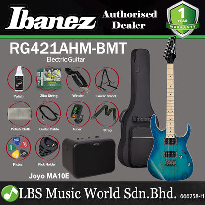 Ibanez RG421AHM Solid Body RG Ash Electric Guitar with HH Pickups and Tremolo - Blue Moon Burst