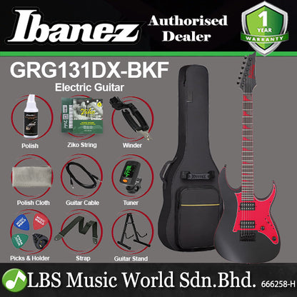 Ibanez GRG131DX Poplar Solid Body GRG Satin Urethane Electric Guitar - Black Flat (GRG131DX)