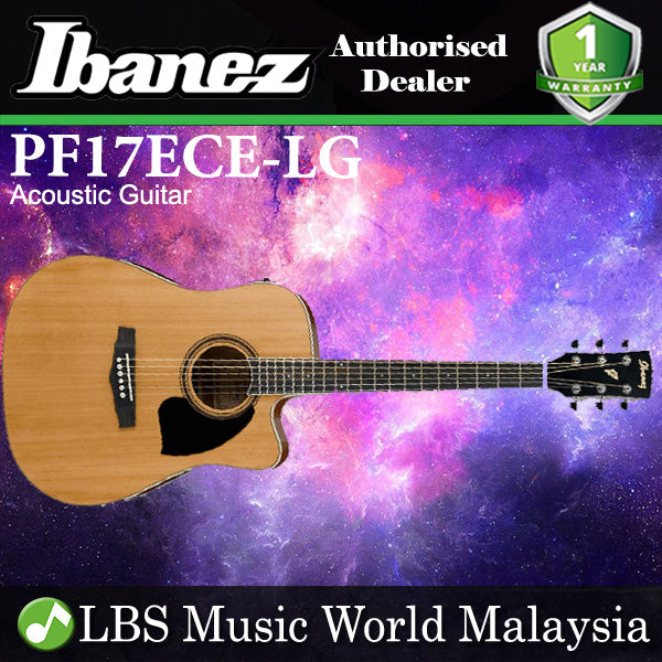 Ibanez PF17ECE-LG Cutaway Dreadnought Acoustic Electric Guitar Natural Low Gloss (PF17ECE)
